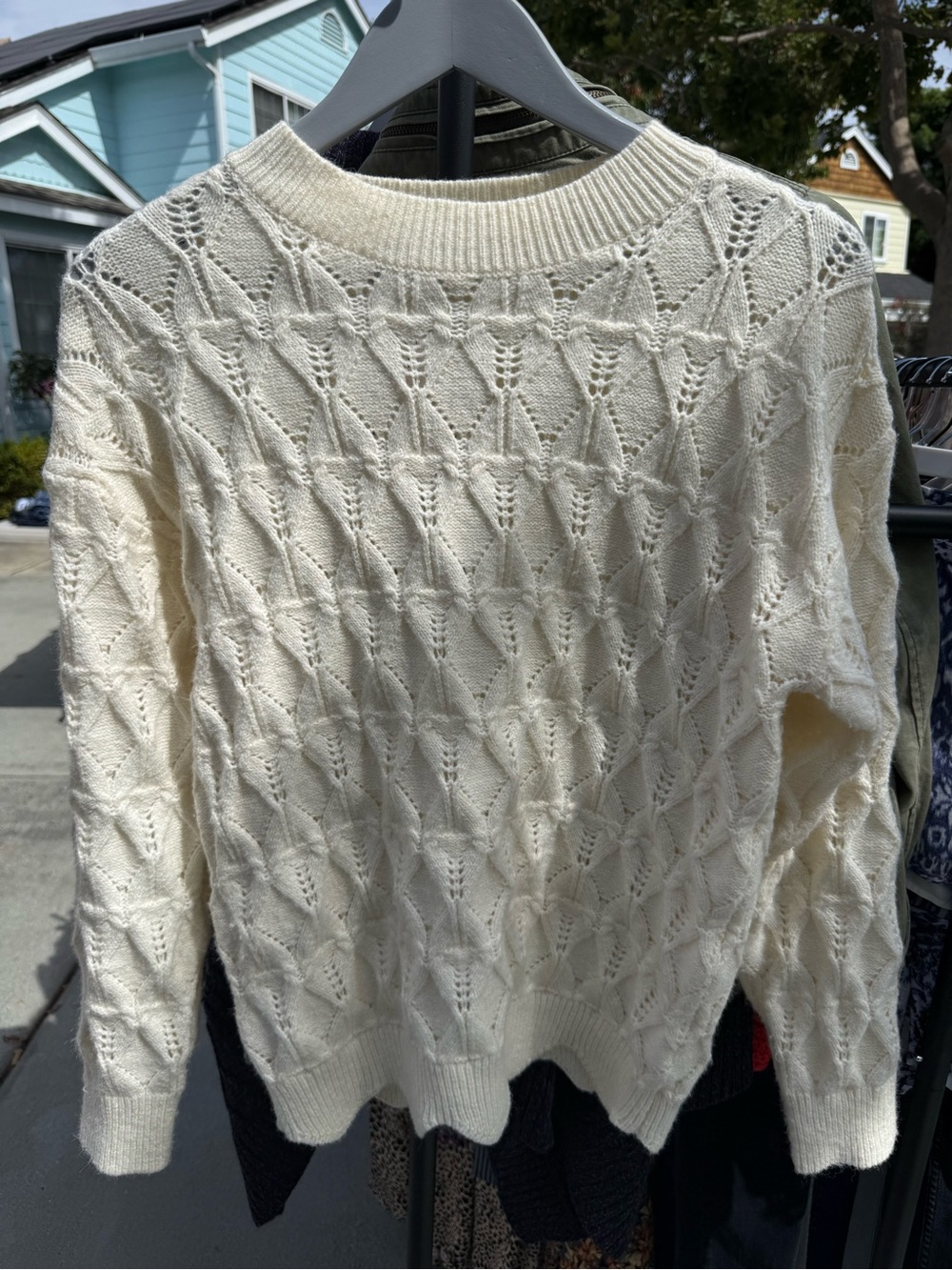 Cream Openwork Knit Sweater